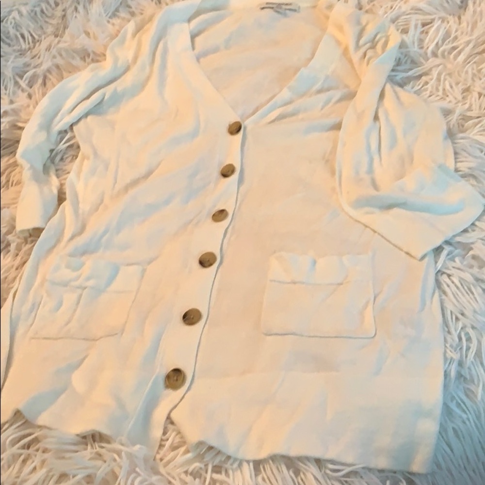 Jcrew cream 3/4 sleeve long sweater